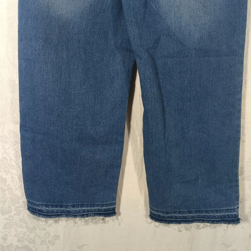 Levis Girls Jeans 14 Reg Cropped Wide Leg Raw Hem Blue Denim